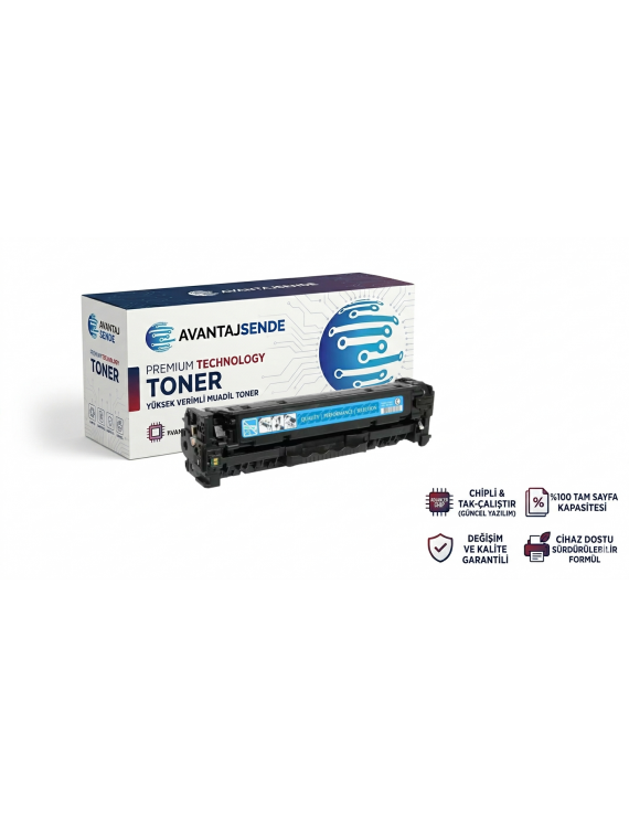 HP 304A CC531A / 305A CE411A / 312A CF381A ve Canon CRG-718 Cyan (Mavi) Muadil Toner